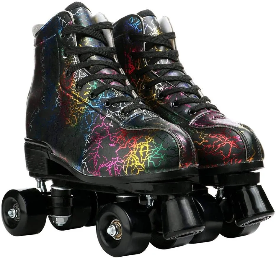 Roller Skates for Women and Mens Classic High-top 4 Wheels Skating Roller Double Row Skates for Indoor Outdoor with Bag