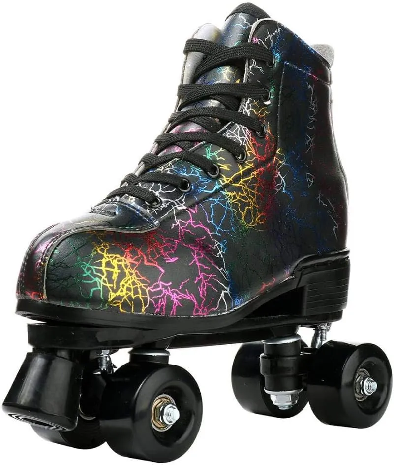 Roller Skates for Women and Mens Classic High-top 4 Wheels Skating Roller Double Row Skates for Indoor Outdoor with Bag