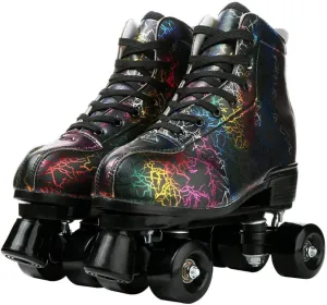 Roller Skates for Women and Mens Classic High-top 4 Wheels Skating Roller Double Row Skates for Indoor Outdoor with Bag