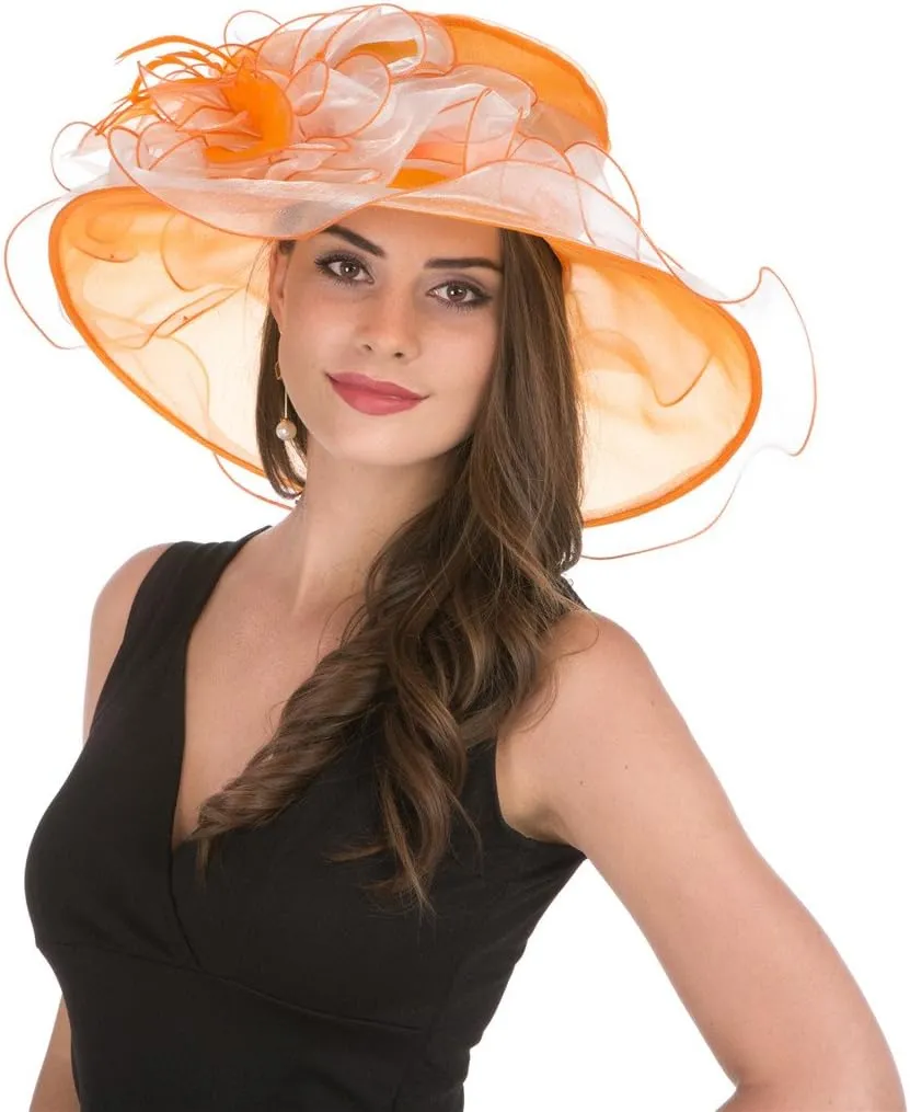 SAFERIN Women's Organza Church Fascinator Bridal Tea Party Wedding Hat