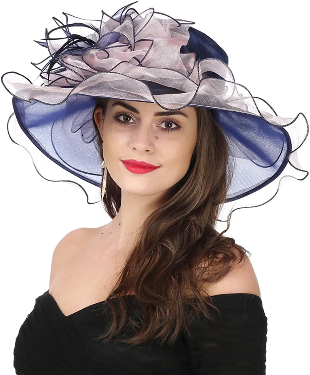 SAFERIN Women's Organza Church Fascinator Bridal Tea Party Wedding Hat
