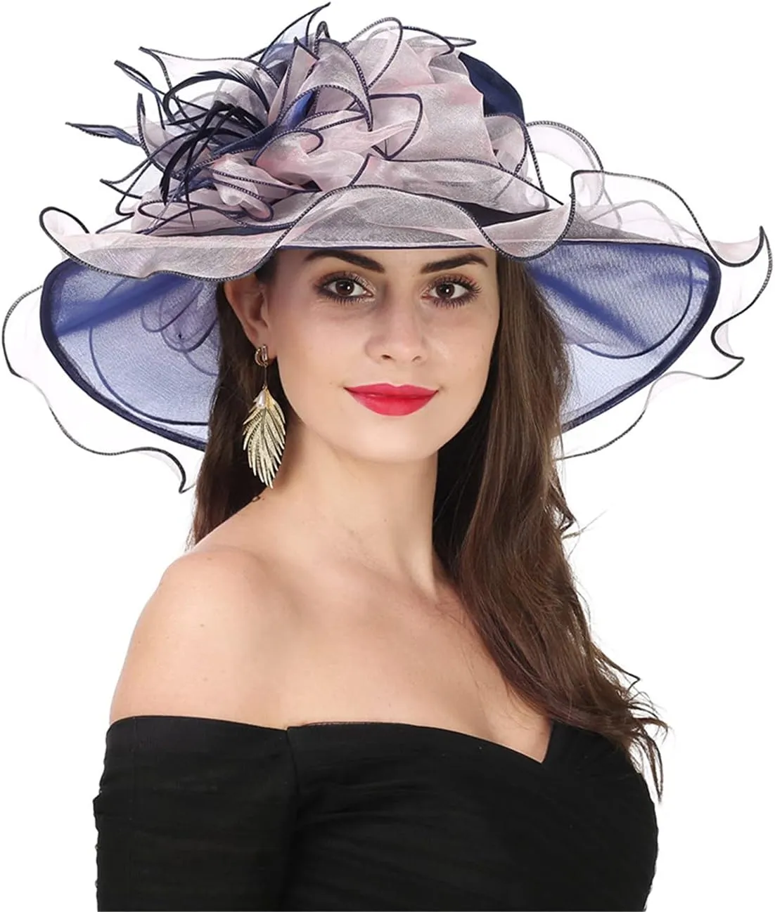 SAFERIN Women's Organza Church Fascinator Bridal Tea Party Wedding Hat