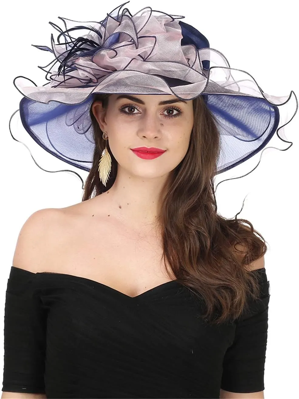 SAFERIN Women's Organza Church Fascinator Bridal Tea Party Wedding Hat