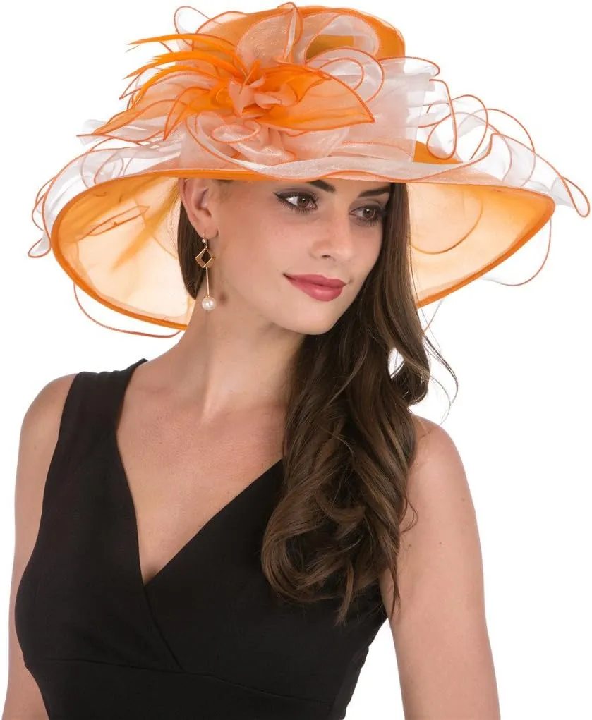 SAFERIN Women's Organza Church Fascinator Bridal Tea Party Wedding Hat