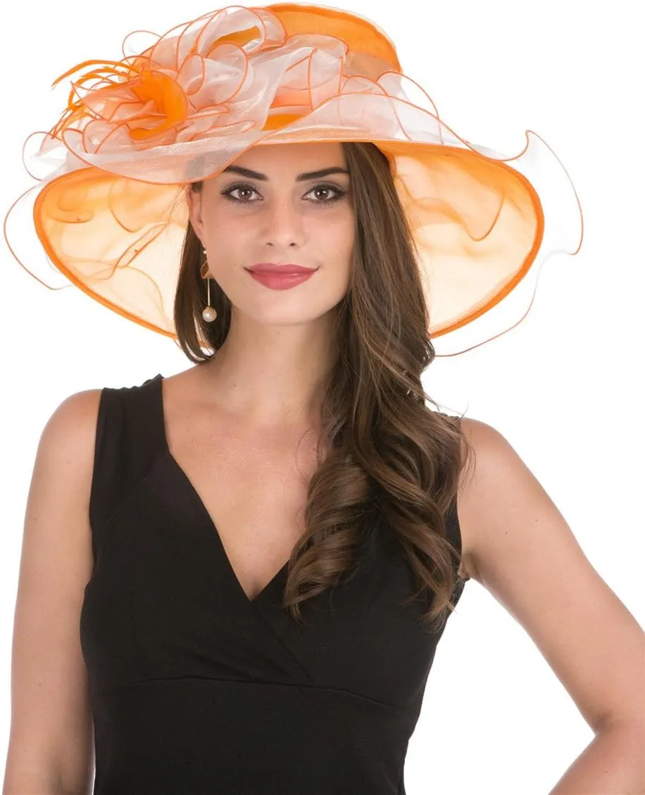 SAFERIN Women's Organza Church Fascinator Bridal Tea Party Wedding Hat