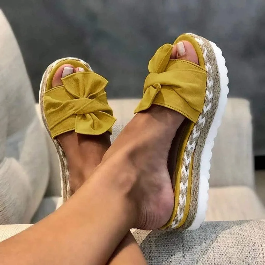 Sandals for Women Flat,2020 Slip On Flip Flops Bow Tie Slides Beach Thong Slipper Summer Gladiator Flat Sandals