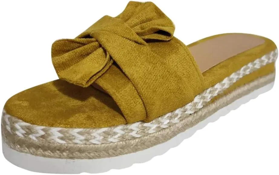 Sandals for Women Flat,2020 Slip On Flip Flops Bow Tie Slides Beach Thong Slipper Summer Gladiator Flat Sandals