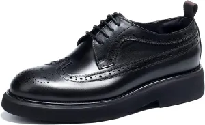 Santimon Men's Oxfords Formal Dress Wingtip Brogue Classic Lace-up Derby Genuine Leather Fashion Comfortable Shoes Buinsess Casual Prom Wedding Tuxedo Shoes for Men