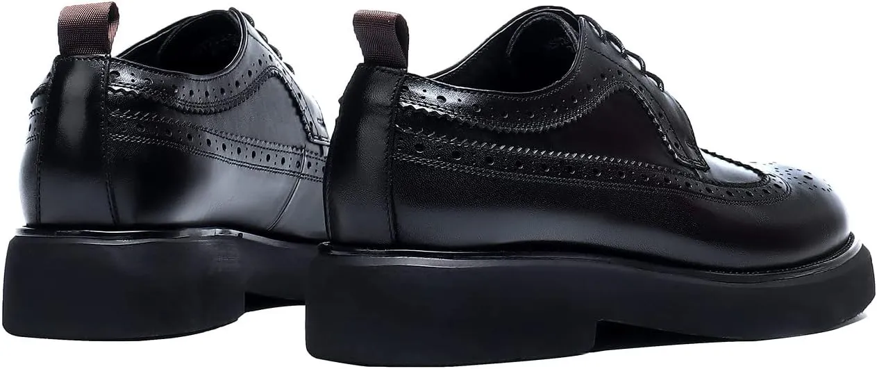 Santimon Men's Oxfords Formal Dress Wingtip Brogue Classic Lace-up Derby Genuine Leather Fashion Comfortable Shoes Buinsess Casual Prom Wedding Tuxedo Shoes for Men