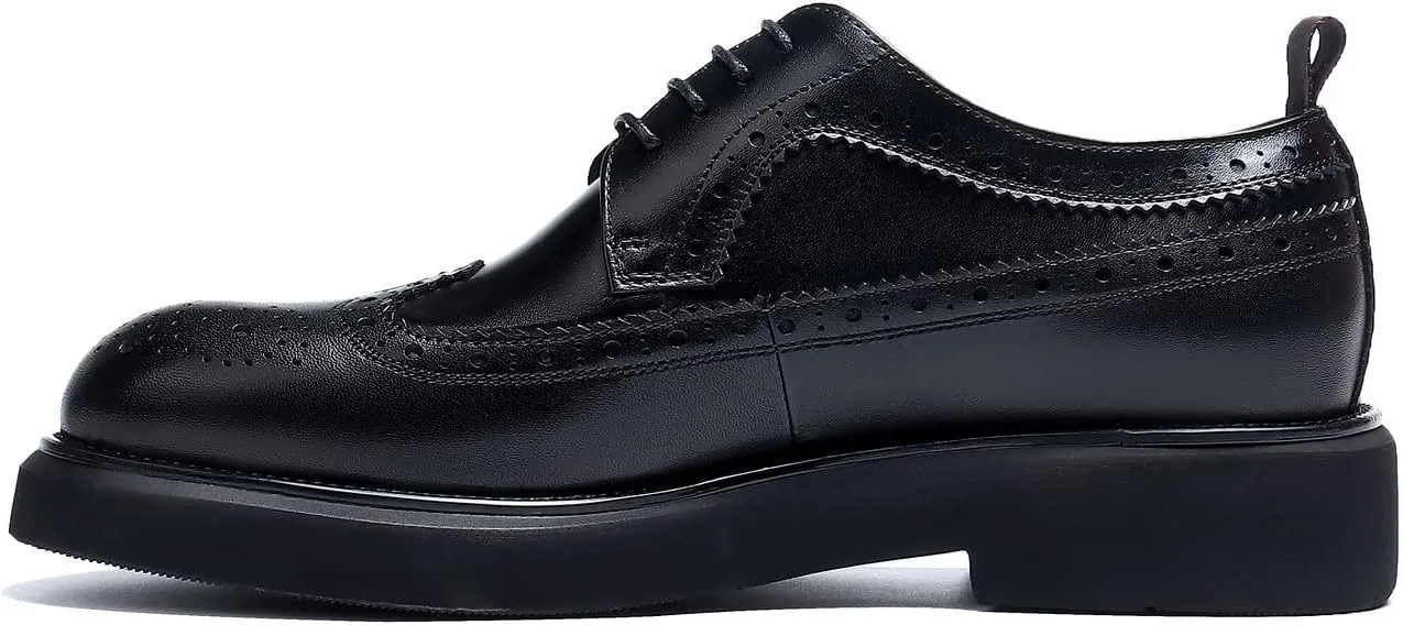 Santimon Men's Oxfords Formal Dress Wingtip Brogue Classic Lace-up Derby Genuine Leather Fashion Comfortable Shoes Buinsess Casual Prom Wedding Tuxedo Shoes for Men