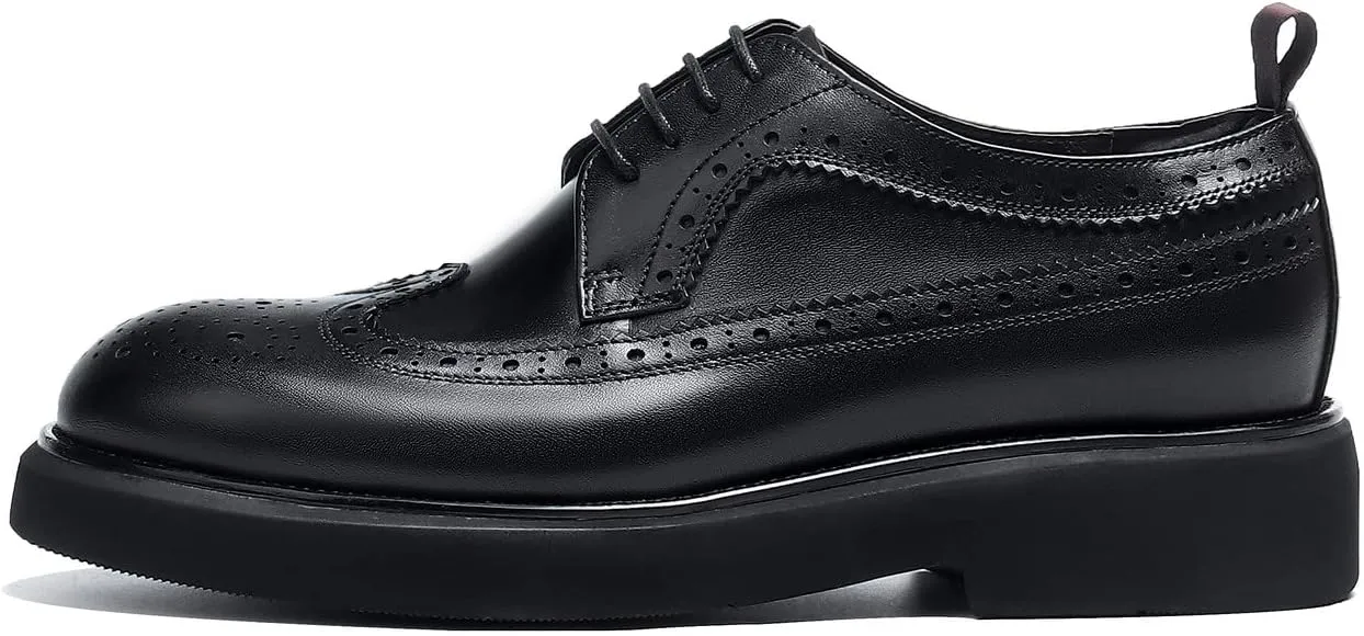 Santimon Men's Oxfords Formal Dress Wingtip Brogue Classic Lace-up Derby Genuine Leather Fashion Comfortable Shoes Buinsess Casual Prom Wedding Tuxedo Shoes for Men