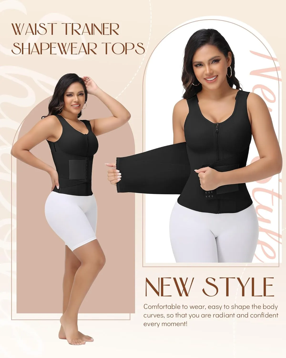 SHAPSHE Waist Trainer for Women Corset Shapewear Tummy Control Tank Tops Waist Cincher Body Shaper Postpartum Workout Bra