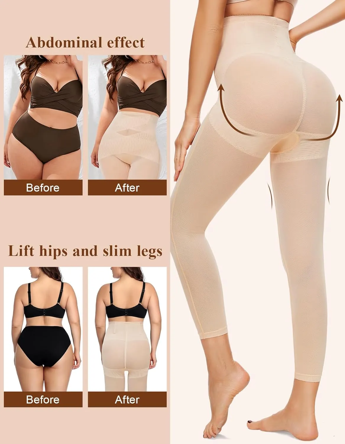 SIMIYA Shapewear Tummy Control Body Shaper for Women Compression Waist Trainer Girdle Thigh Slimmer Butt Lifting Shapewear