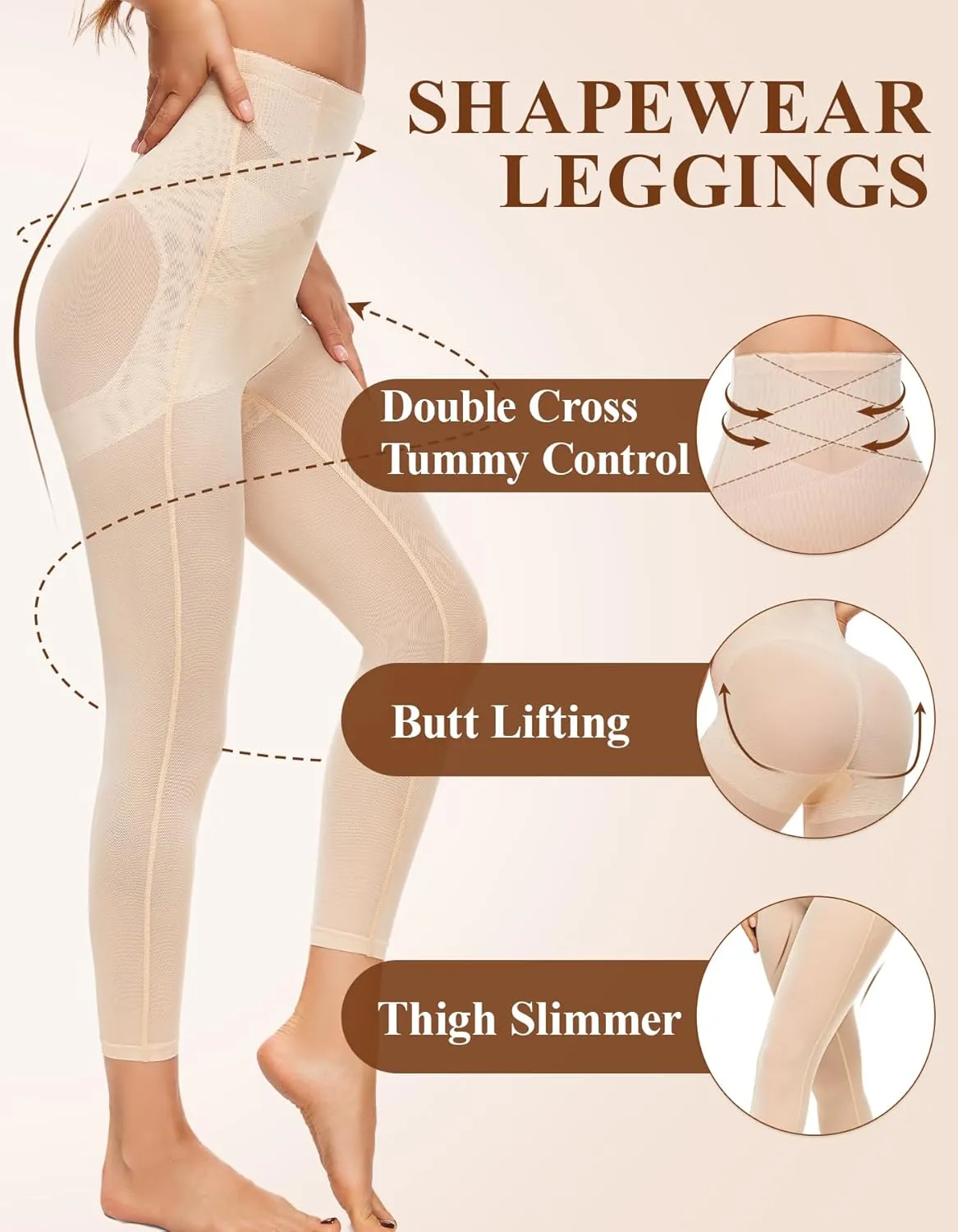 SIMIYA Shapewear Tummy Control Body Shaper for Women Compression Waist Trainer Girdle Thigh Slimmer Butt Lifting Shapewear