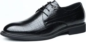 Single Season Dress Oxford Shoes for Men Lace Up Round Toe Plaid Derby Shoes Leather Slip Resistant Rubber Sole Non Slip Block Heel Wedding Very Popular Among Young People