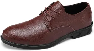 Single Season Oxford Shoes for Men Lace Up Plaid Print Derby Shoes Vegan Leather Rubber Sole Anti-Slip Low Top Non Slip Resistant Classic Very Popular Among Young People (Color : Brown,