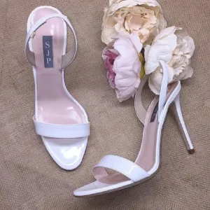 SJP White Leather Heeled Sandals 39.5M