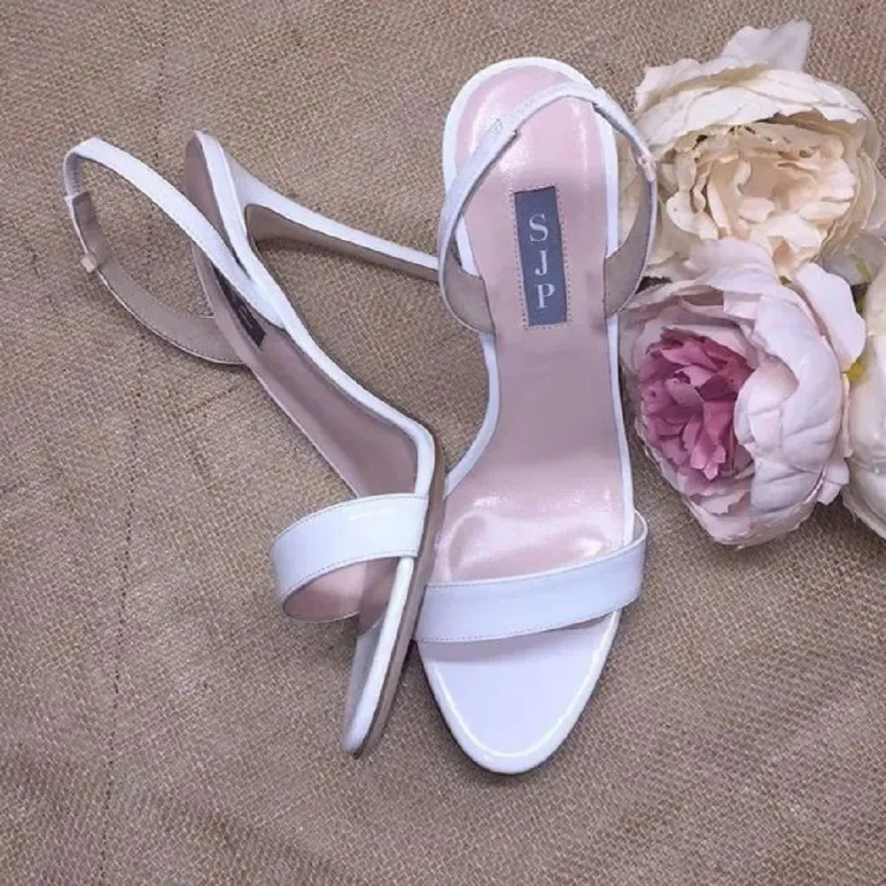 SJP White Leather Heeled Sandals 39.5M