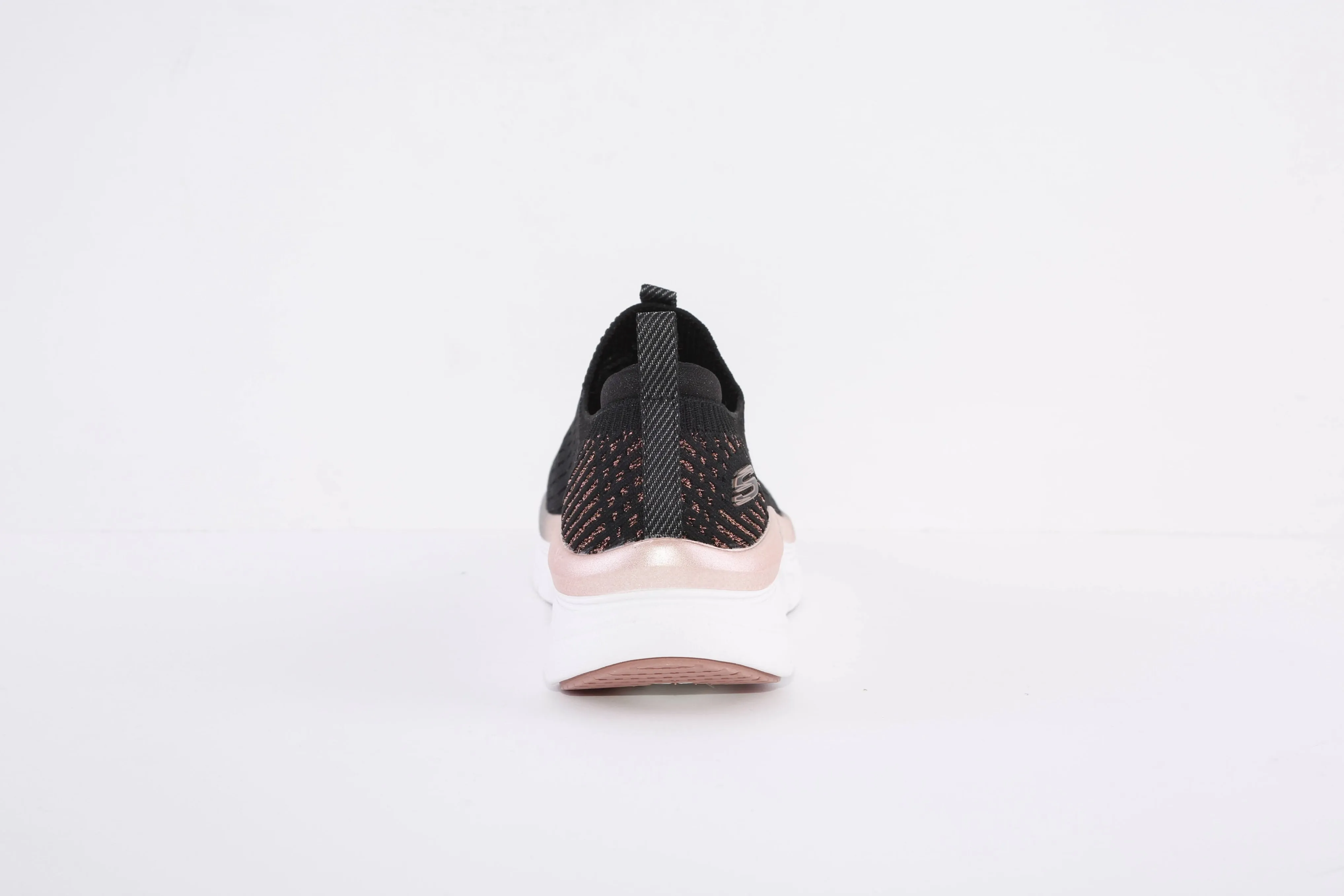 SKECHERS- 149366 D'LUX WALKER-LET IT GLOW SLIP-ON TRAINER - BLACK/ROSEGOLD