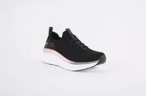 SKECHERS- 149366 D'LUX WALKER-LET IT GLOW SLIP-ON TRAINER - BLACK/ROSEGOLD