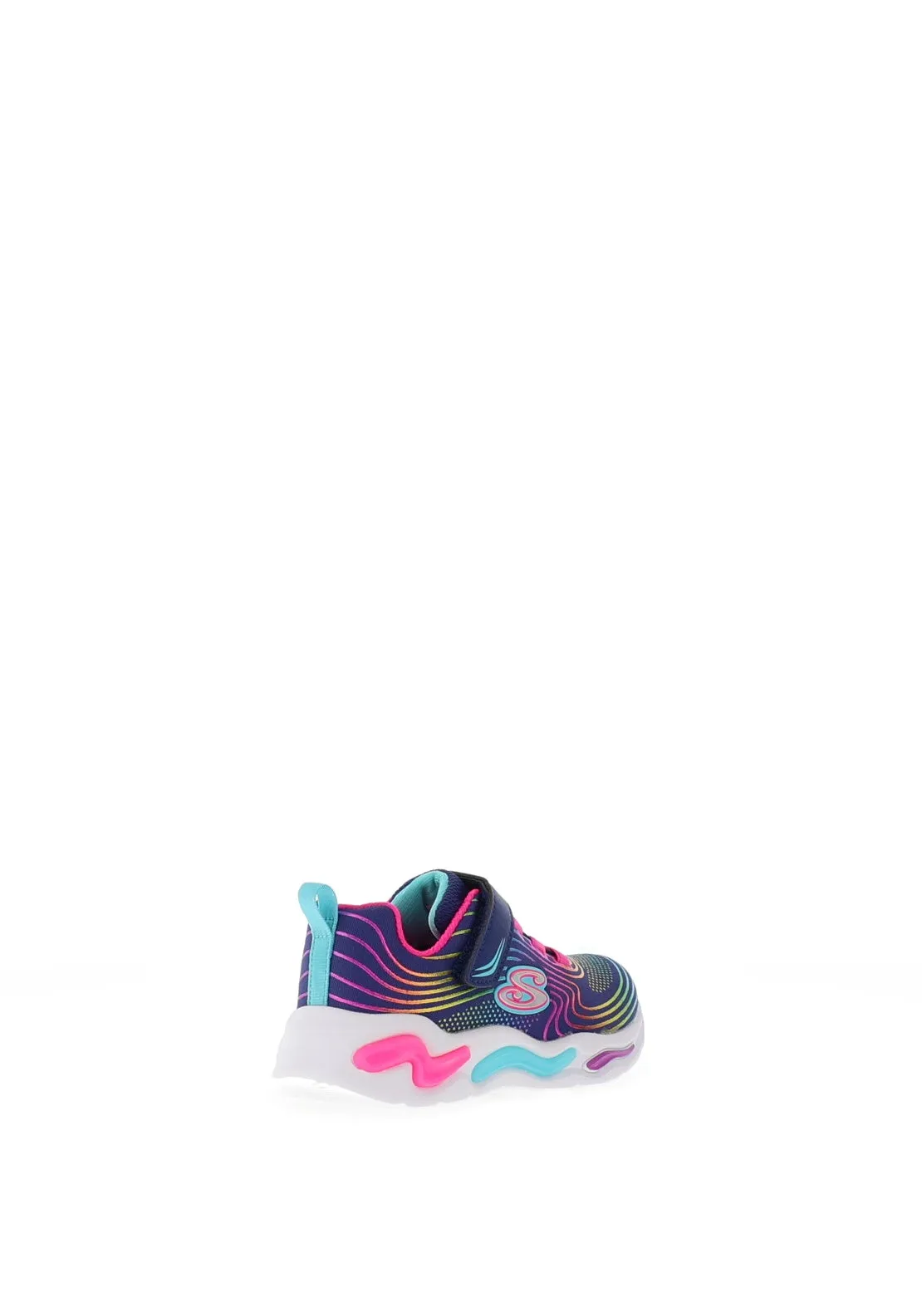 Skechers Girls S Lights Wavy Beam Trainer, Navy Multi