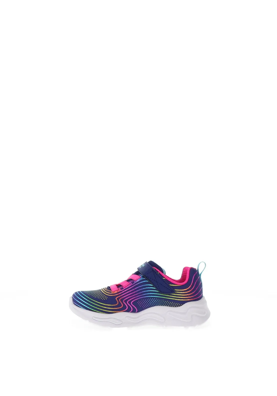 Skechers Girls S Lights Wavy Beam Trainer, Navy Multi