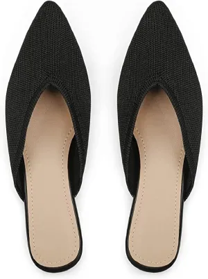 Slocyclub Women's Flat Mules - Comfortable Pointed Toe Slip-On Loafers for Early Spring
