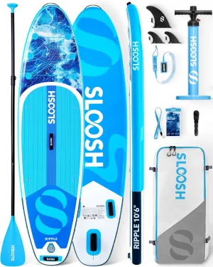 SLOOSH Inflatable Stand Up Paddle Board, 10'6" Paddle Boards with Premium Accessories, Non-Slip EVA Deck, Ultra-Light Carry Bag Pump, Ripple SUP for Youth & Adults of All Skill Levels