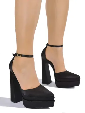 SnowWhite Pointy Toe Platform Block Heels