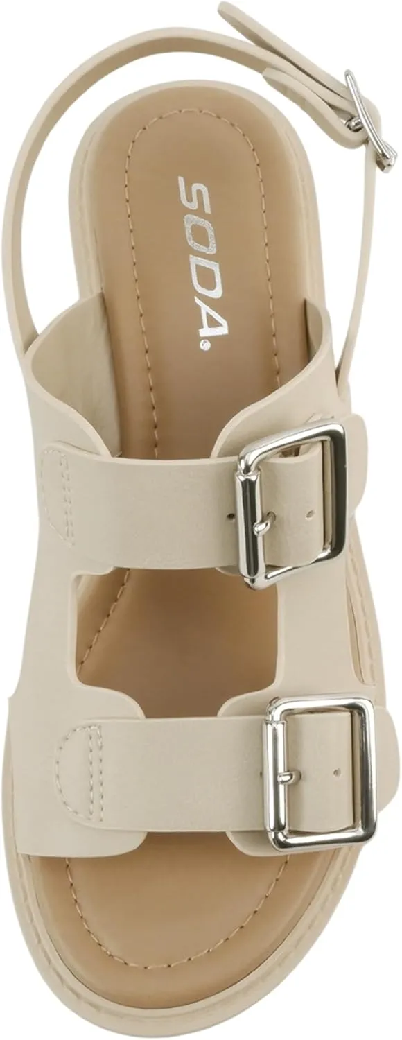 Soda “Galaxy” ~ Women Open Toe Fisherman Lug Sole Low Heeled Sandals