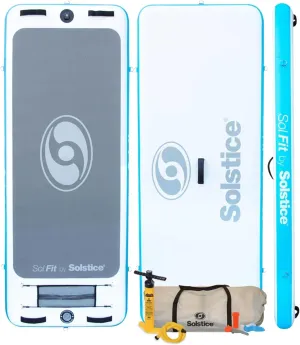 SOLSTICE Sol Fit Inflatable Stand-Up Paddleboard & Aquatic Fitness Mat with 7'10" Non-Slip Traction Pad - Floating Exercise Platform for Yoga, Pilates & Meditation, Includes Pump & Carry Bag
