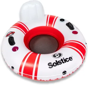 SOLSTICE Super Chill Inflatable River Raft Float Tube Series 1-6 Person With Cupholders Cooler Mesh Bottom Backrest Grab Handles Tie On Rope For River Lake Ocean Pool Floating Snow Heavy Duty Material