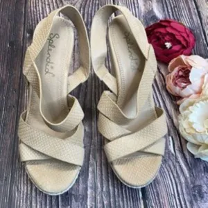 Splendid Tan Leather Wedge Sandals 8.5M