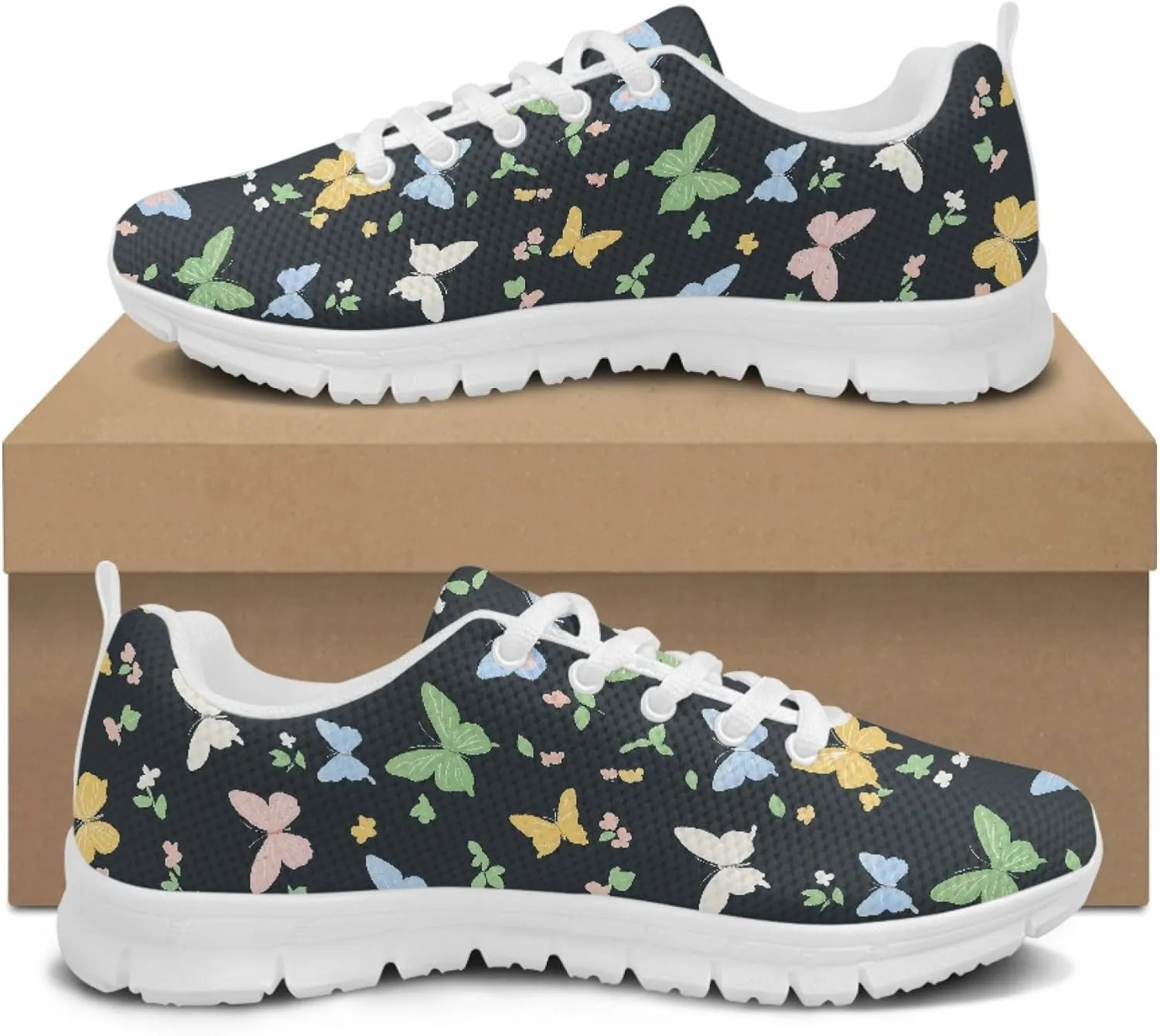 Sports Trainer Running Shoes for Women Teens Girls Causal Travel Sneaker Walking Low Heel Lace up Breathable Flexible