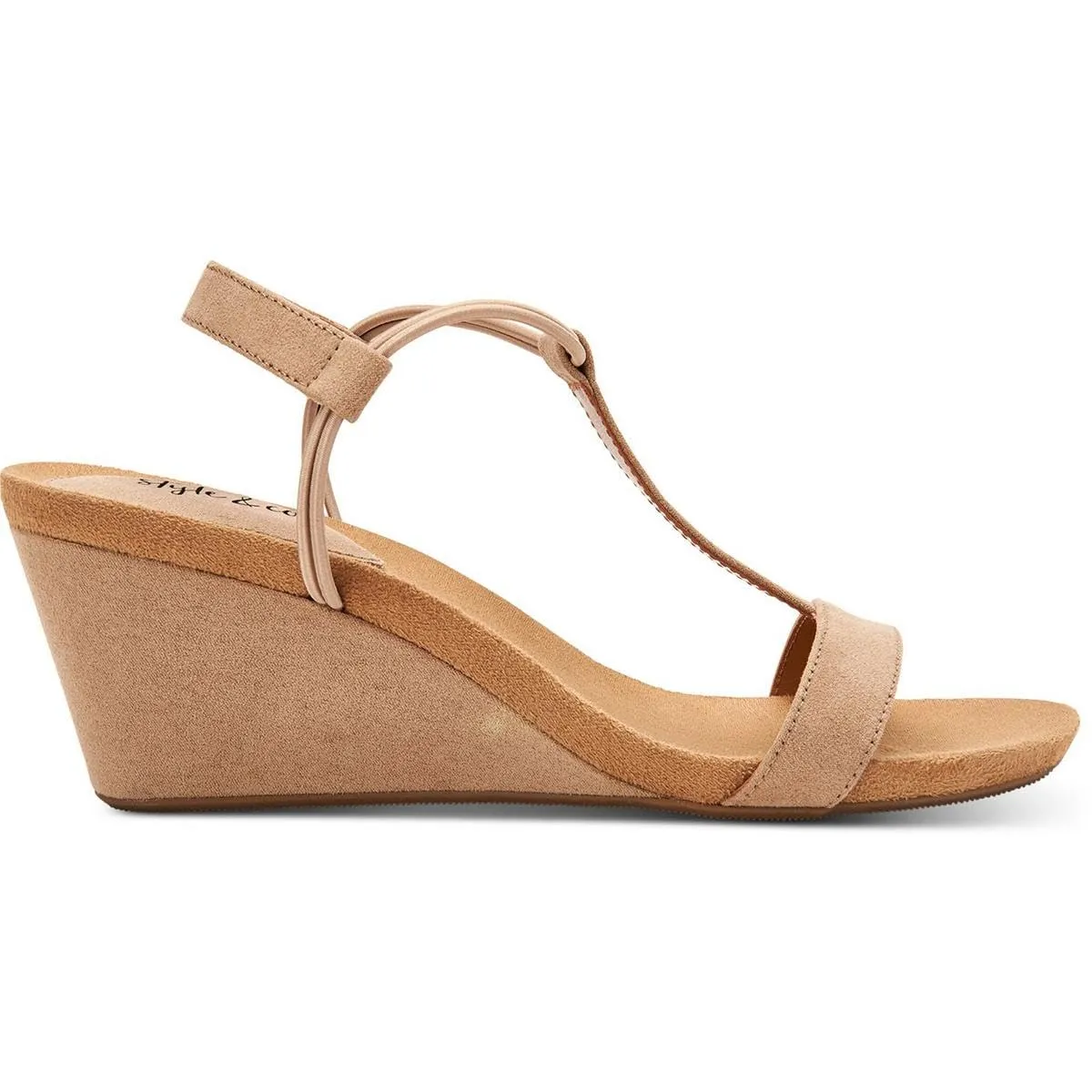 Style & Co. Womens Mulan T-strap Open Toe Wedge Sandals Tan 11 Medium (B,M)