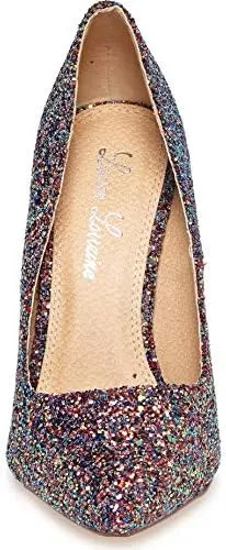 Susan Black Multi Sparkling Glitter Pointy Toe Stiletto Pumps