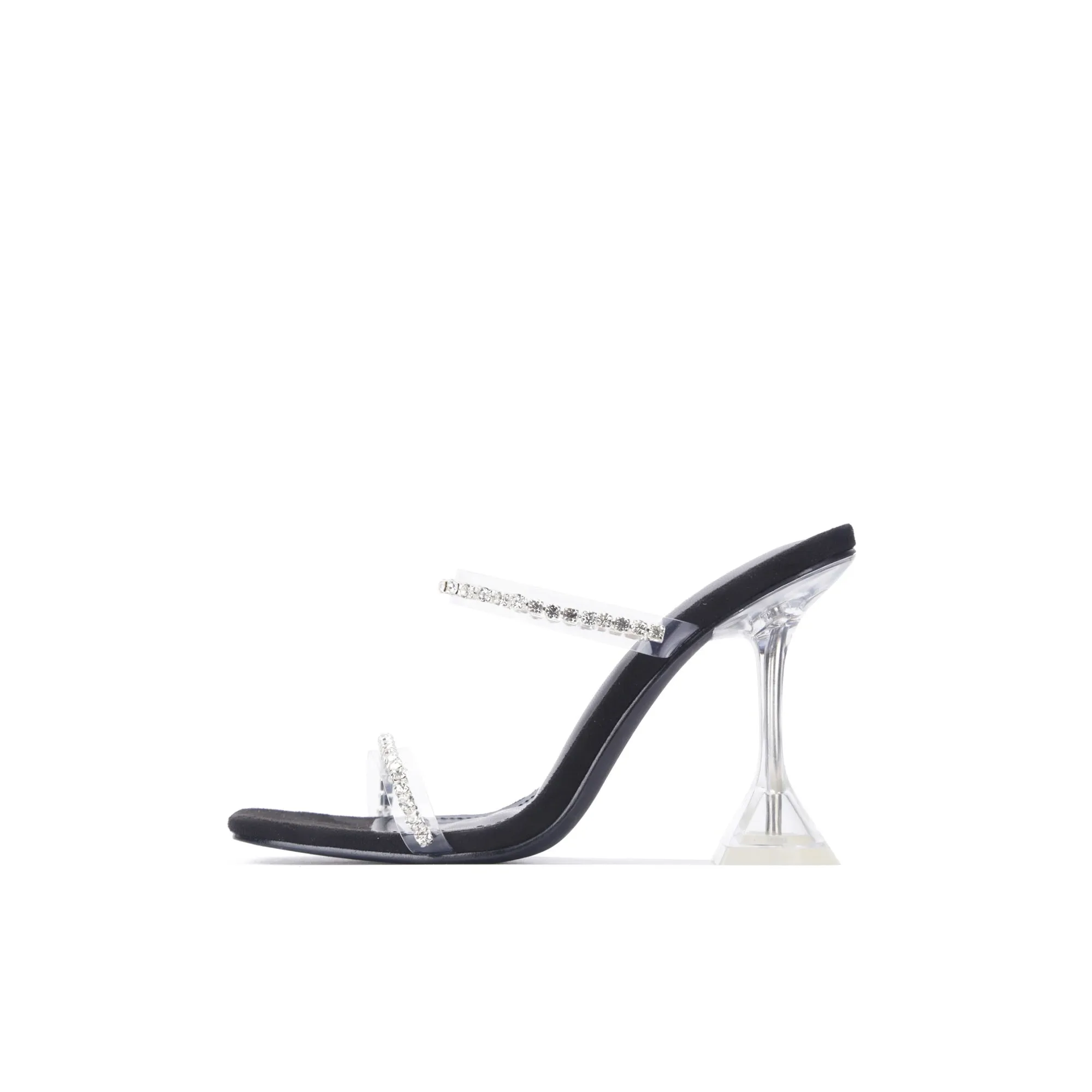 Tailored options Cape Toe Mule Best-selling collection Black Open Pointed CREW Stiletto Robbin Rhinestone Heels Gem