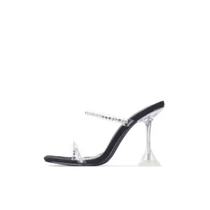 Tailored options Cape Toe Mule Best-selling collection Black Open Pointed CREW Stiletto Robbin Rhinestone Heels Gem