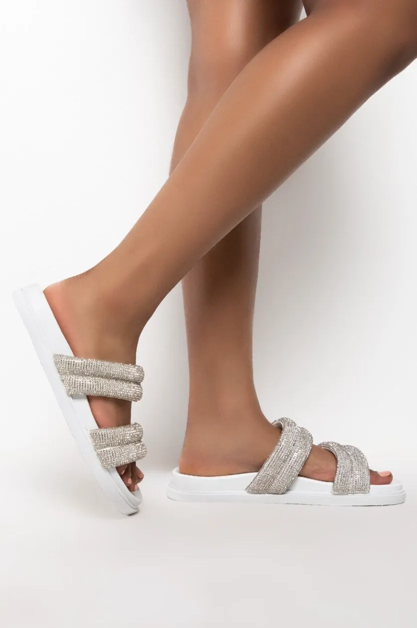 TAKE ME TO SPACE FLAT SANDAL IN WHITE