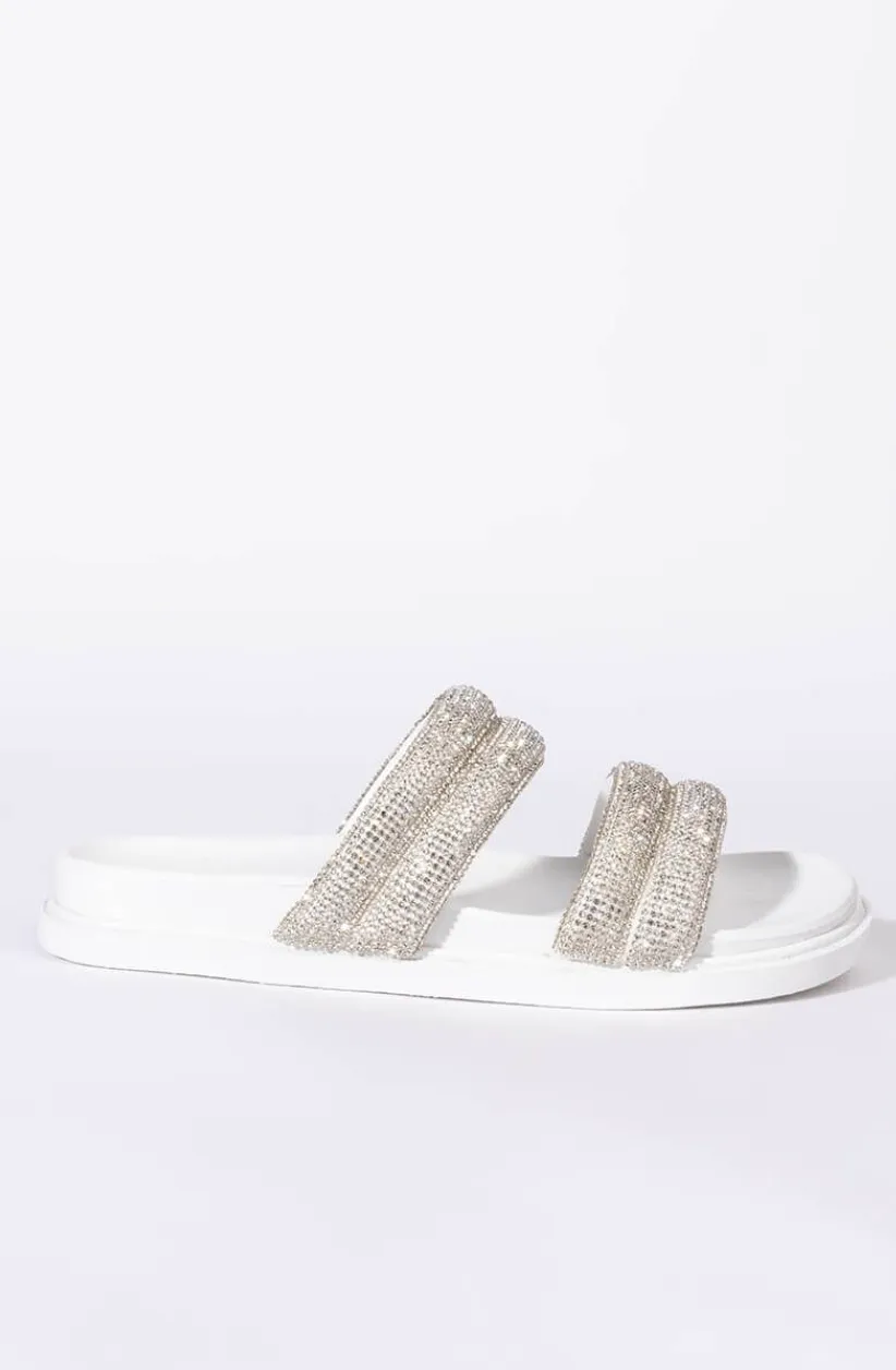 TAKE ME TO SPACE FLAT SANDAL IN WHITE