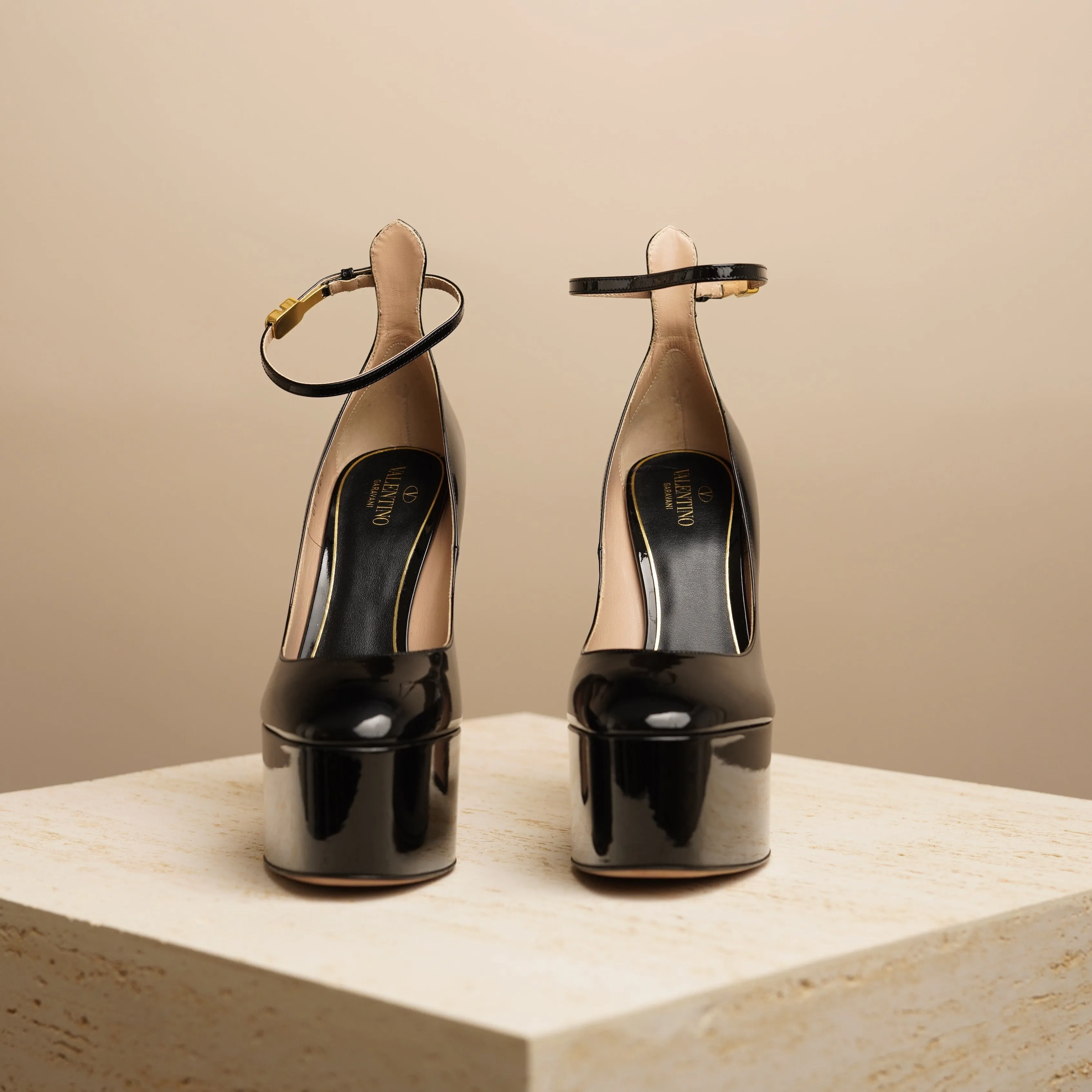 Tan-Go patent-leather platform pump 180mm