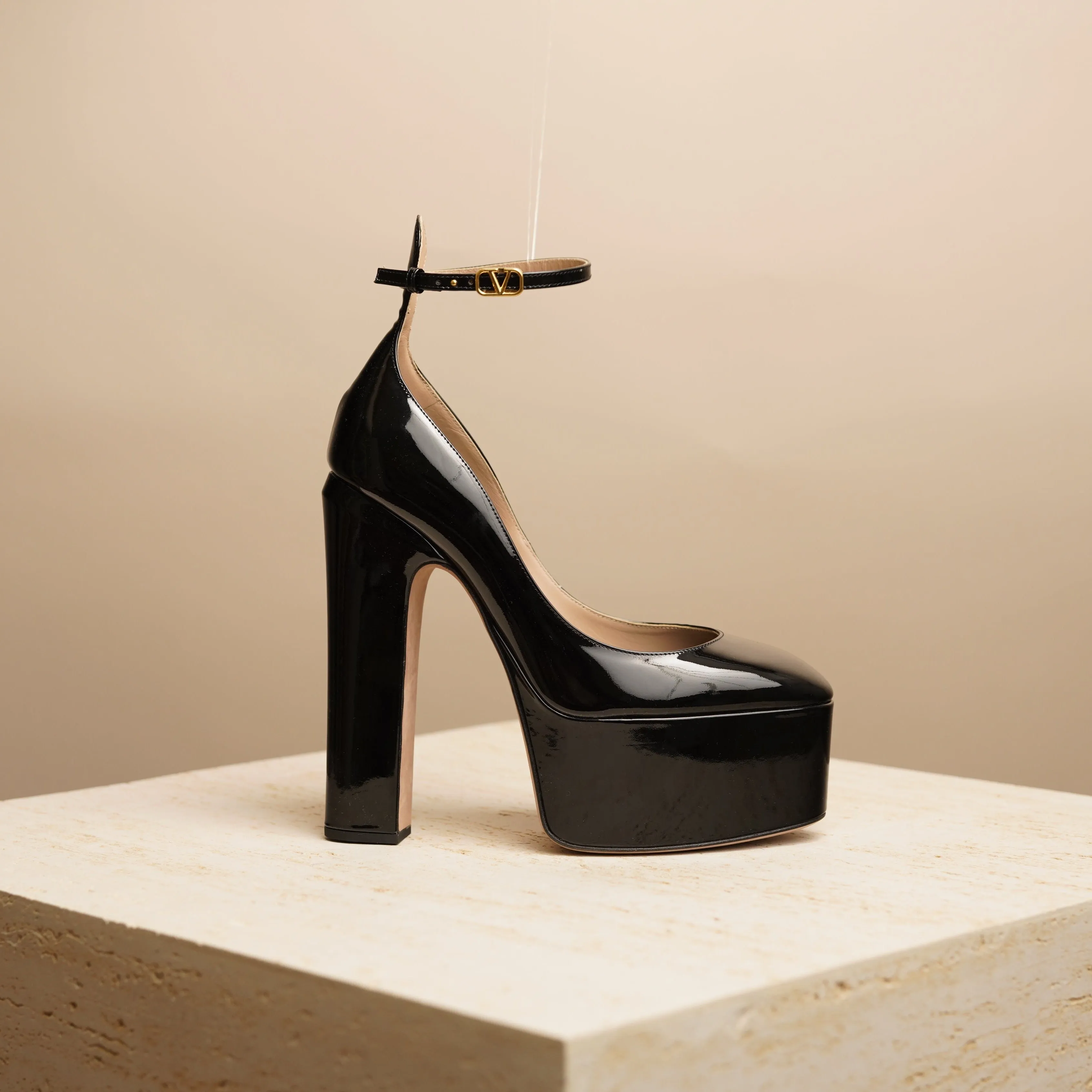 Tan-Go patent-leather platform pump 180mm