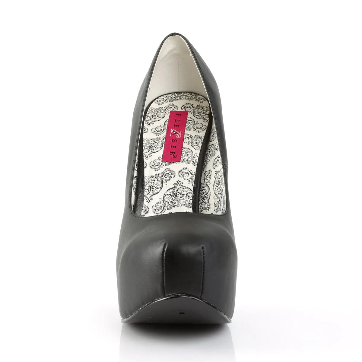TEEZE-06W - Black Faux Leather Wide Width Pumps
