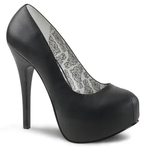 TEEZE-06W - Black Faux Leather Wide Width Pumps