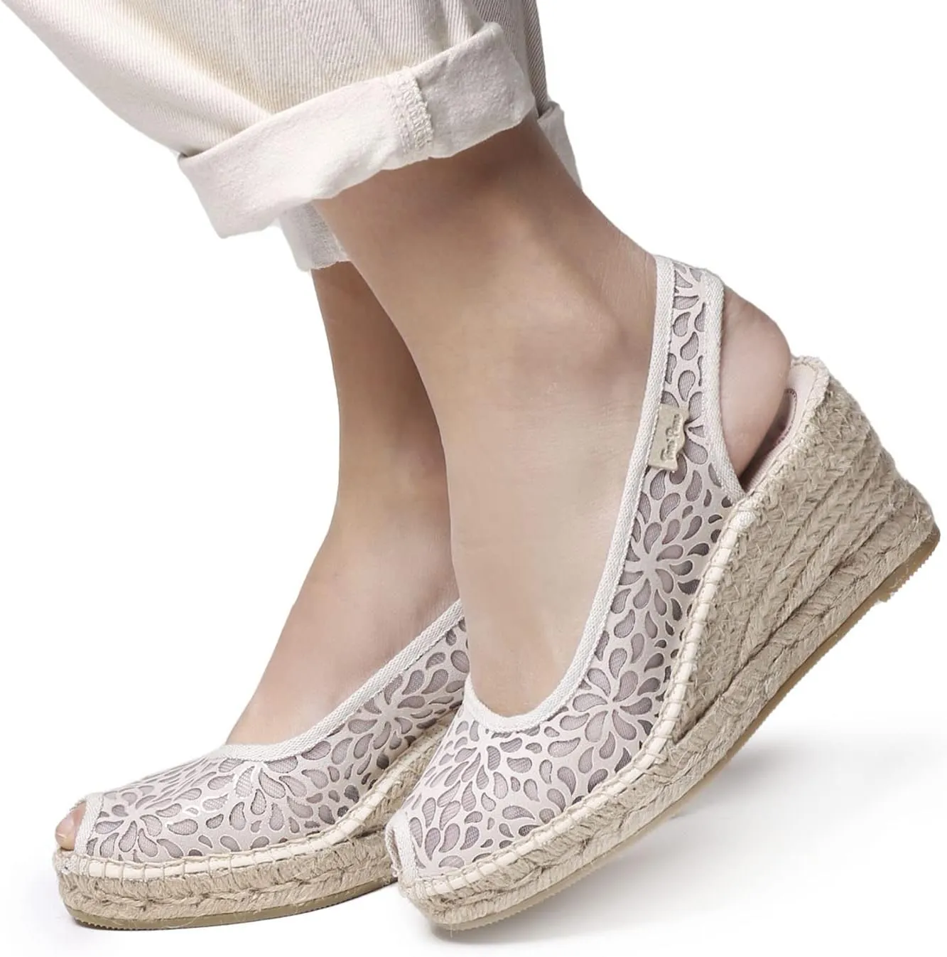 TONI PONS BEA-IK – Vegan Style Peep Toe Espadrille for Women Made of Synthetic Material.
