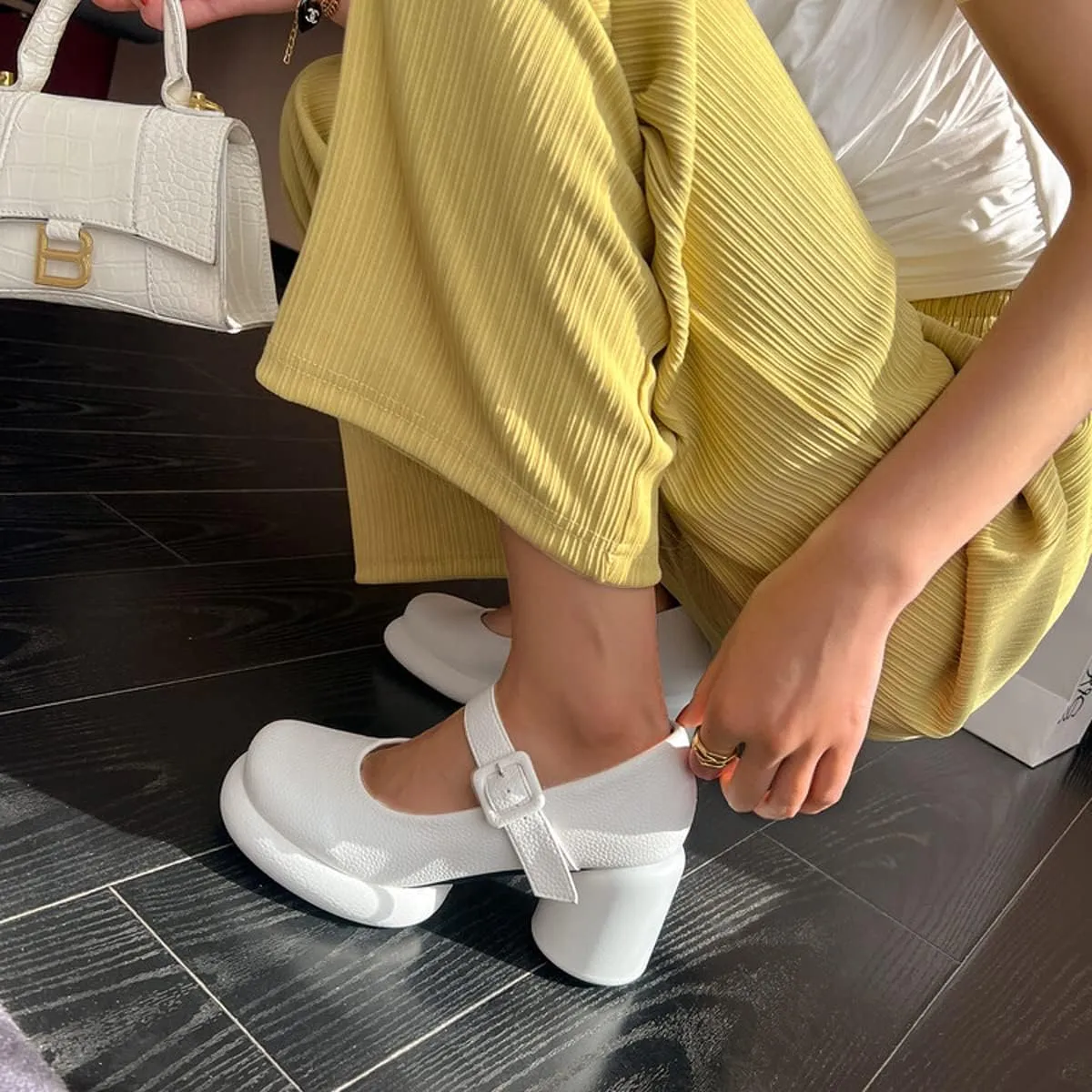 Touslecos Mary Jane Shoes Women Chunky Heal Platform Fashion Ankle Strap Round Toe School Uniform Pumps Sweet Lolita Shoes