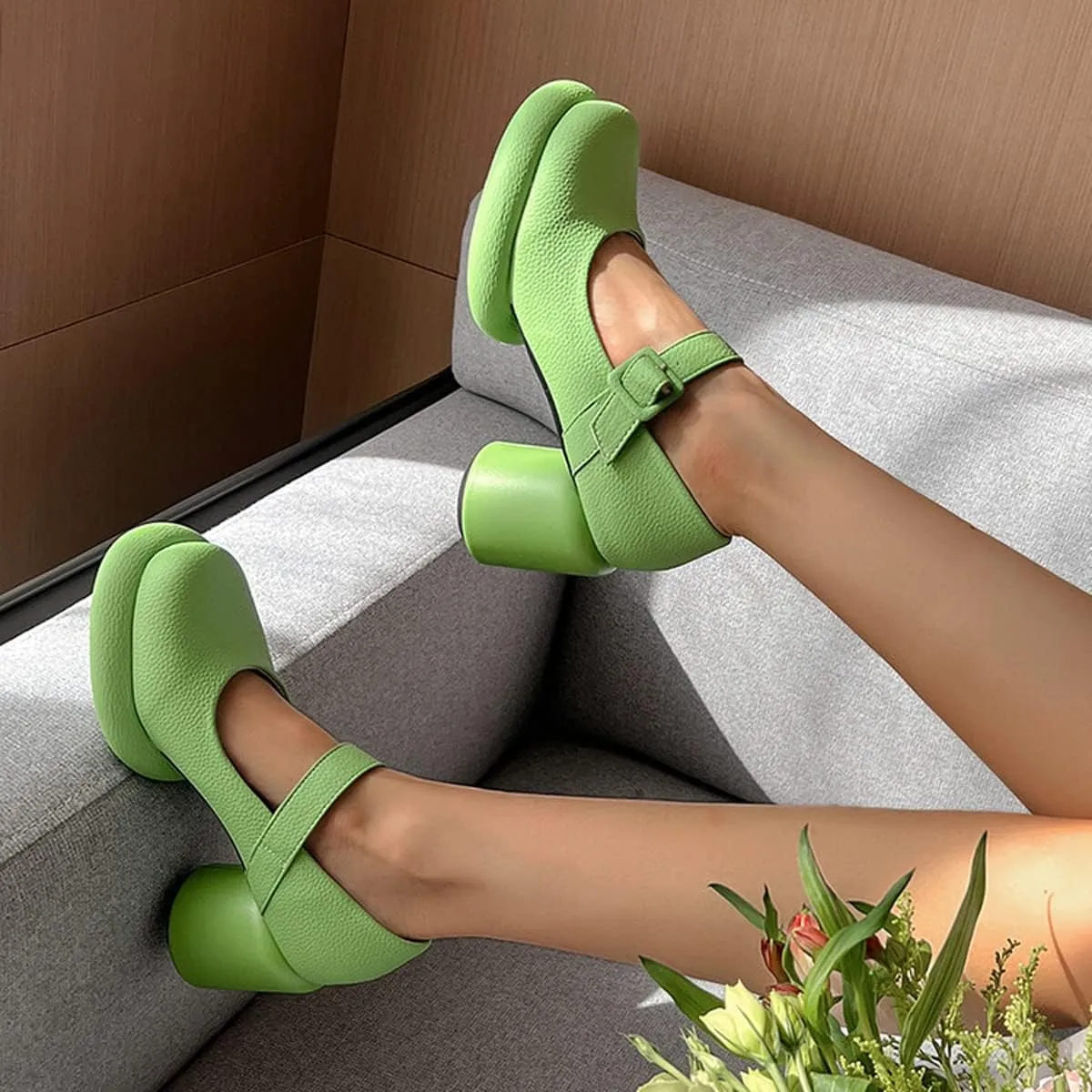Touslecos Mary Jane Shoes Women Chunky Heal Platform Fashion Ankle Strap Round Toe School Uniform Pumps Sweet Lolita Shoes