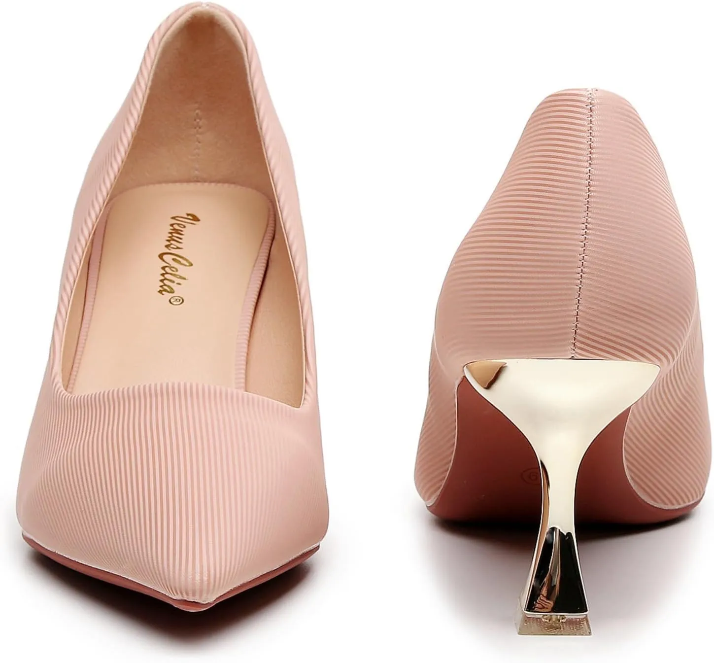 VenusCelia Women's Golden-Sun Pump Stiletto Heel Shoe