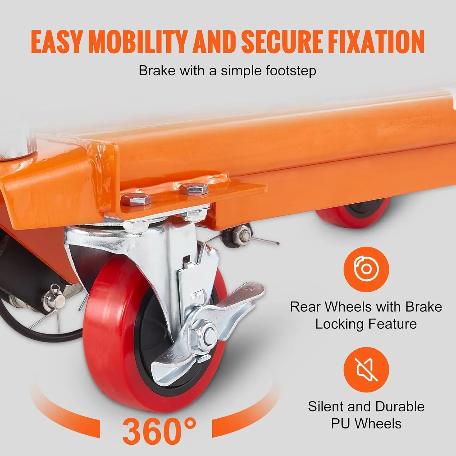 VEVOR Hydraulic Lift Table Cart, 500lbs Capacity 28.5" Lifting Height, Manual Single Scissor Lift Table with 4 Wheels and Non-Slip Pad, Hydraulic Scissor Cart for Material Handling, Orange
