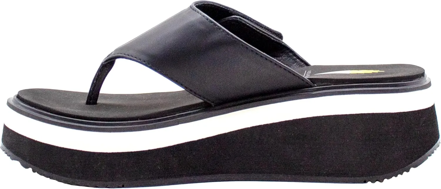 VOLATILE Womens Shiitake Platform Casual Sandals Casual Mid Heel 2-3" - Black